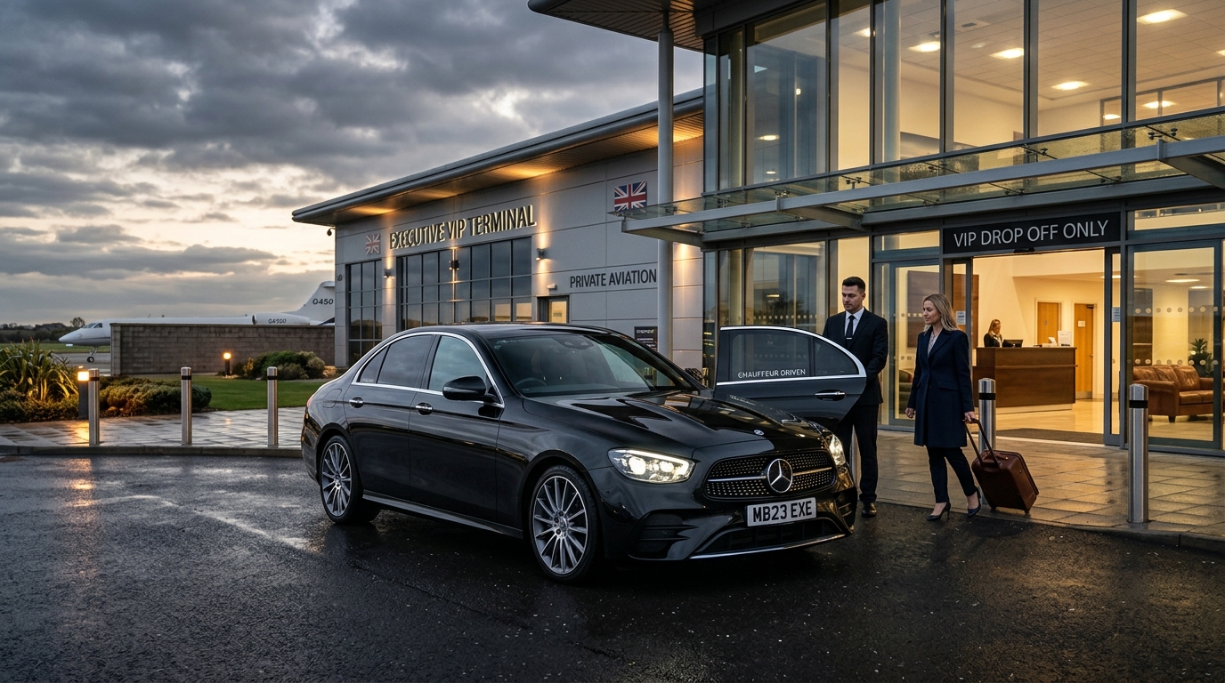 Mercedes-Benz luxury executive saloon for corporate travel and VIP airport transfers